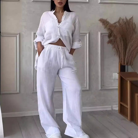 🌸🔥Tenue 2 pièces pour femme : chemise boutonnée et pantalon💥💥54 % de réduction