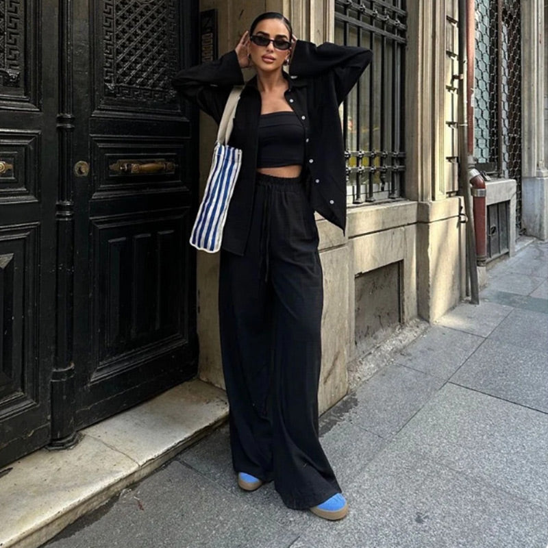 🌸🔥Tenue 2 pièces pour femme : chemise boutonnée et pantalon💥💥54 % de réduction