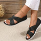 Sandales plates confortables de couleur unie avec nœud papillon