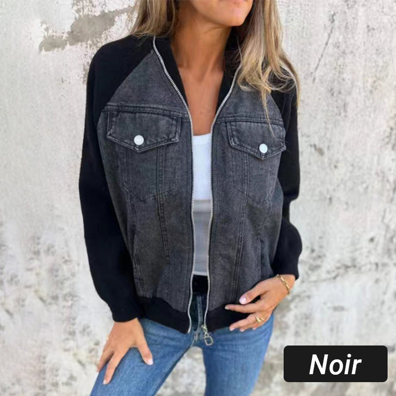 🌸2024 Promotion automne 53%OFF🌸Veste en denim à fermeture éclair pour femme