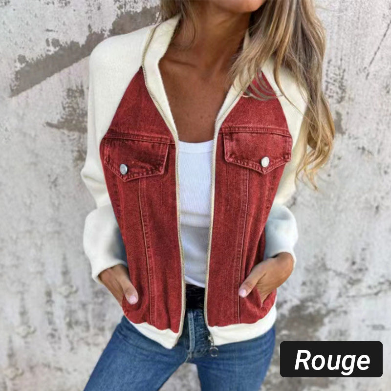 🌸2024 Promotion automne 53%OFF🌸Veste en denim à fermeture éclair pour femme