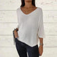 🌸Promotion de saison🌸Top en tricot à manches chauve-souris, couleur unie et décolleté en V pour femme