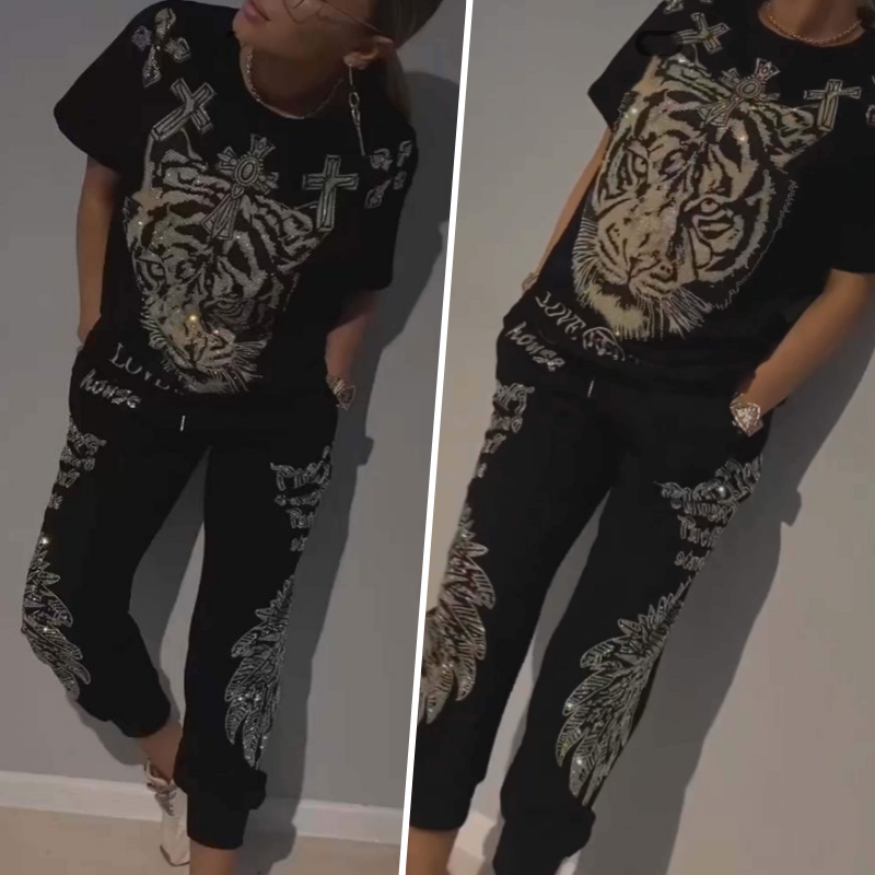 Ensemble 2 pièces tendance pour femmes avec motif chic