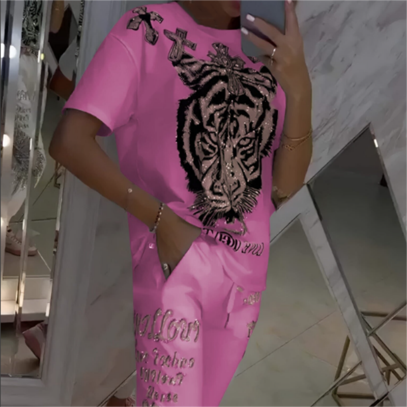 Ensemble 2 pièces tendance pour femmes avec motif chic