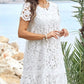Robe blanche élégante à fleurs découpées de grande taille pour femme