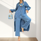 Ensemble Deux Pièces Unies Tendance pour Femmes avec Chemise à Manches Longues et Pantalon