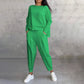 ✨️Ensemble 2 pièces haut à manches longues et pantalon à col rond（Livraison gratuite）