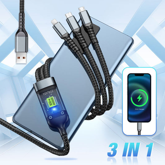 ⚡Vente flash à durée limitée🔋Chargement super rapide 100w, câble de données transparent 3-en-1