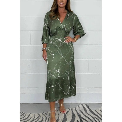 Robe midi à manches longues et col en V 🥰🥰 Vente chaude🚀55% de réduction