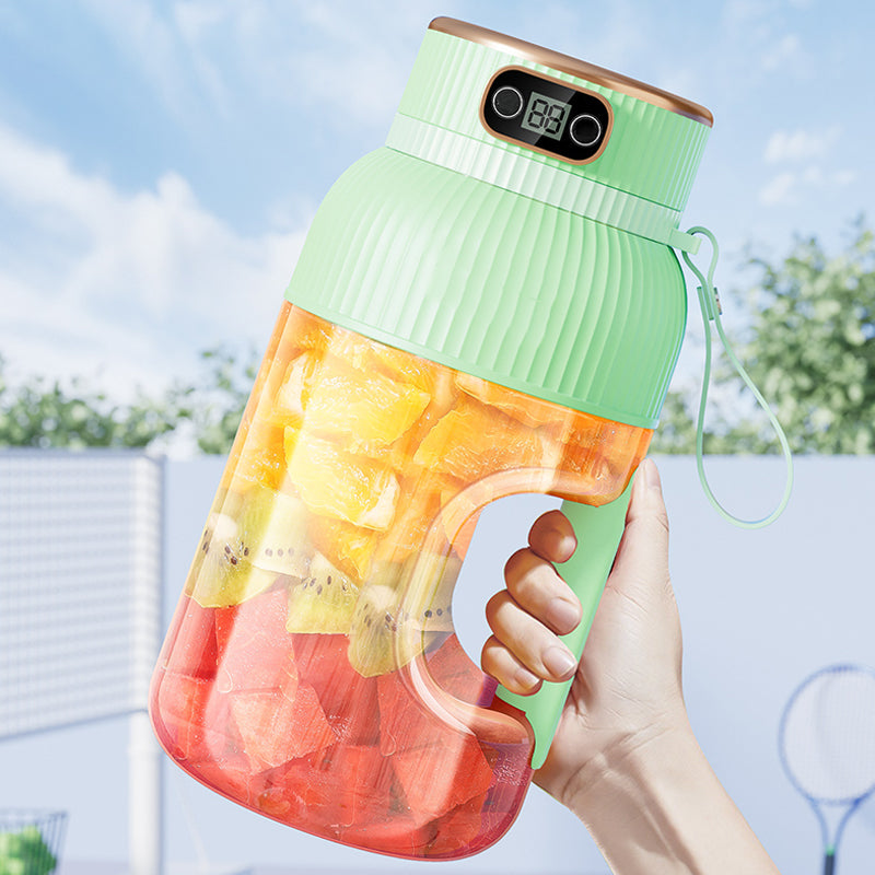Gobelet presse-agrumes 2 en 1 🍹 Buvez directement après l'extraction du jus. Grande capacité, écran numérique, lames multiples. Portable et indispensable pour la salle de sport et les activités de plein air 🏋️