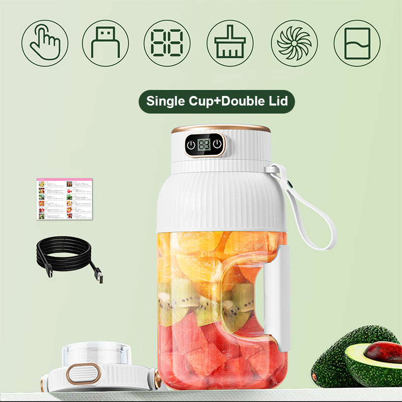 Gobelet presse-agrumes 2 en 1 🍹 Buvez directement après l'extraction du jus. Grande capacité, écran numérique, lames multiples. Portable et indispensable pour la salle de sport et les activités de plein air 🏋️