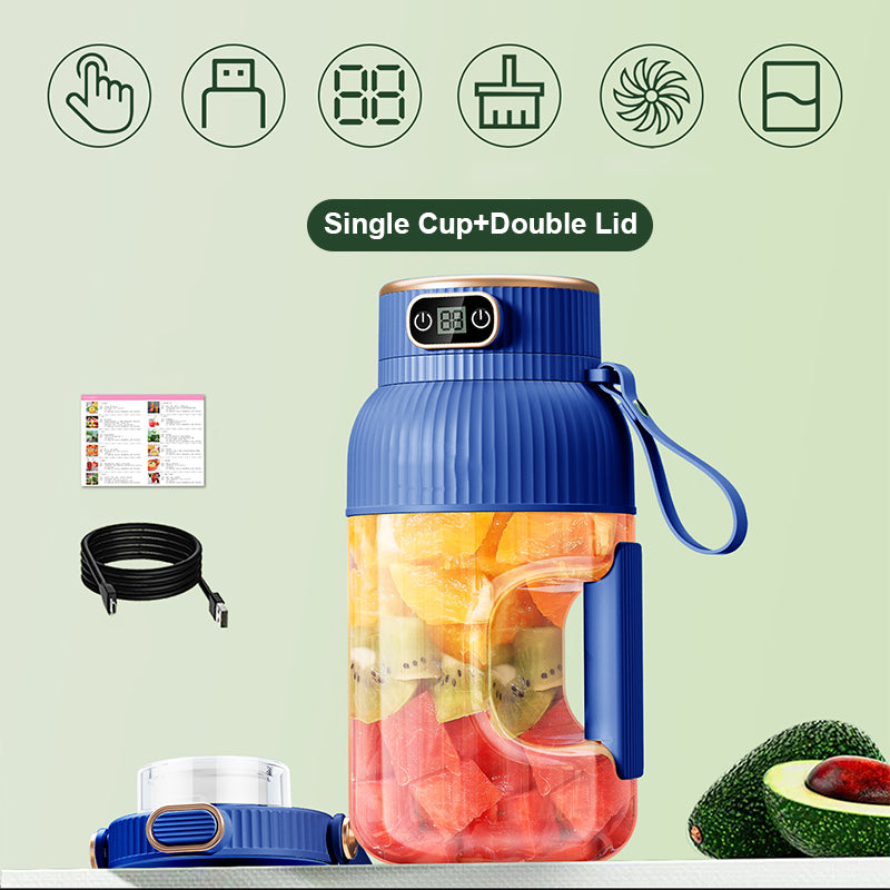 Gobelet presse-agrumes 2 en 1 🍹 Buvez directement après l'extraction du jus. Grande capacité, écran numérique, lames multiples. Portable et indispensable pour la salle de sport et les activités de plein air 🏋️