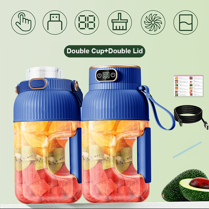 Gobelet presse-agrumes 2 en 1 🍹 Buvez directement après l'extraction du jus. Grande capacité, écran numérique, lames multiples. Portable et indispensable pour la salle de sport et les activités de plein air 🏋️