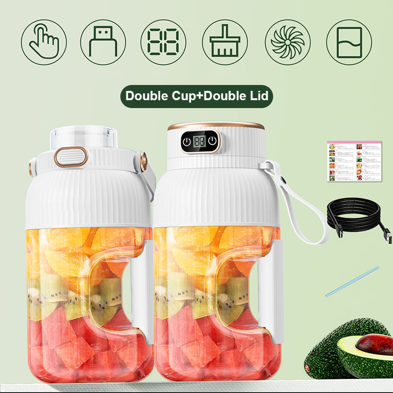 Gobelet presse-agrumes 2 en 1 🍹 Buvez directement après l'extraction du jus. Grande capacité, écran numérique, lames multiples. Portable et indispensable pour la salle de sport et les activités de plein air 🏋️
