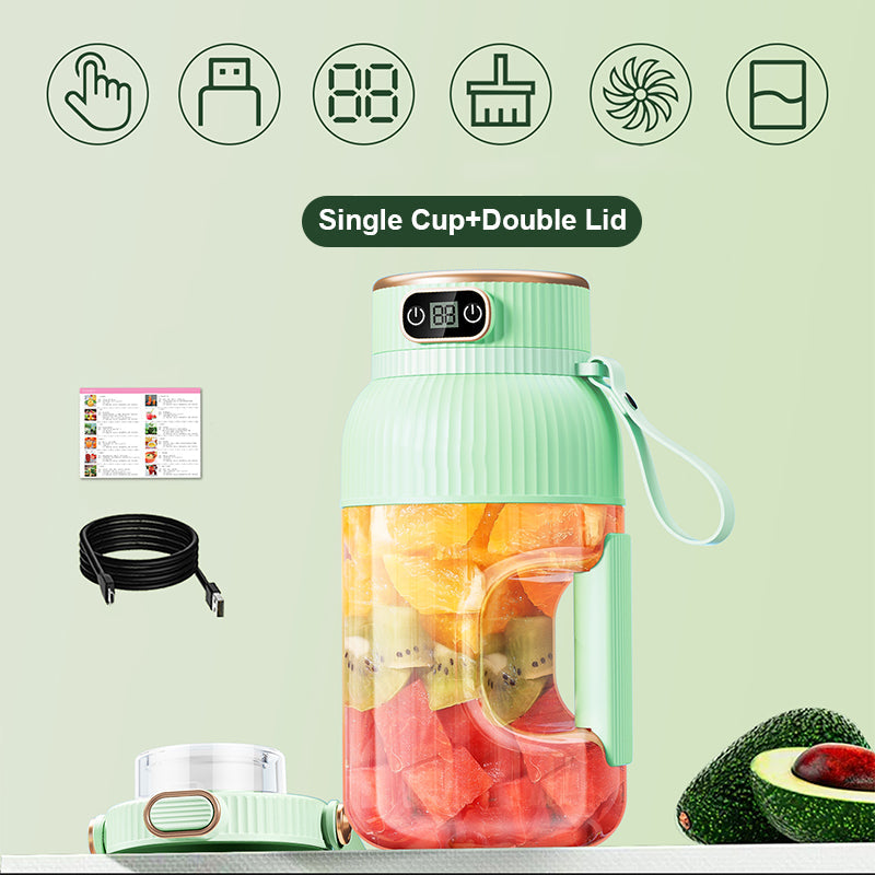 Gobelet presse-agrumes 2 en 1 🍹 Buvez directement après l'extraction du jus. Grande capacité, écran numérique, lames multiples. Portable et indispensable pour la salle de sport et les activités de plein air 🏋️