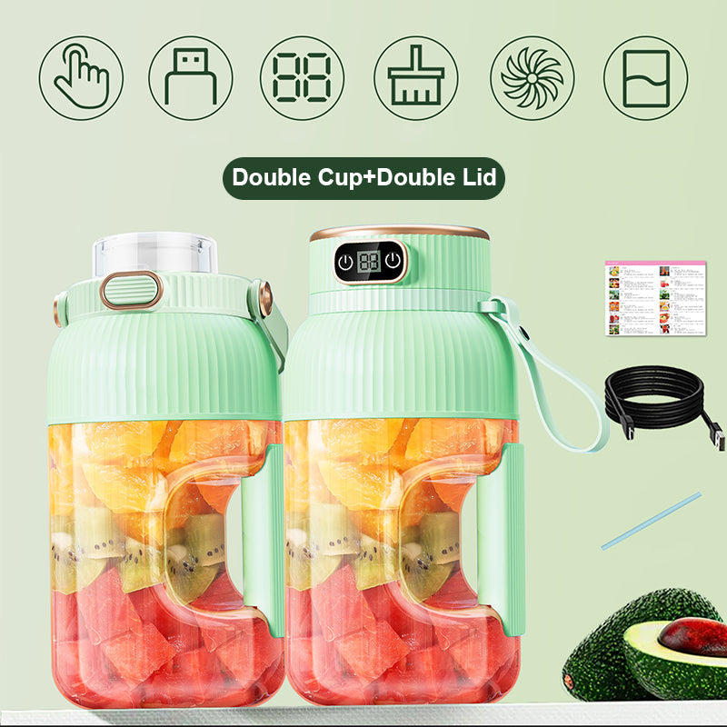 Gobelet presse-agrumes 2 en 1 🍹 Buvez directement après l'extraction du jus. Grande capacité, écran numérique, lames multiples. Portable et indispensable pour la salle de sport et les activités de plein air 🏋️