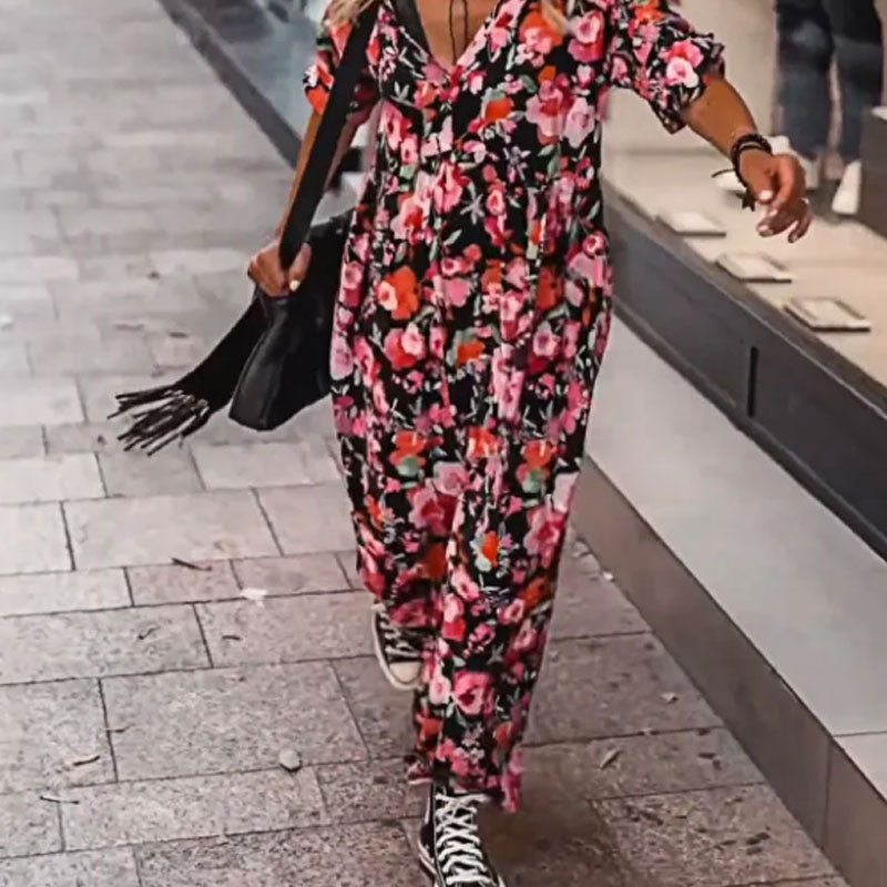 🌺Robe fluide florale à col en V pour femmes