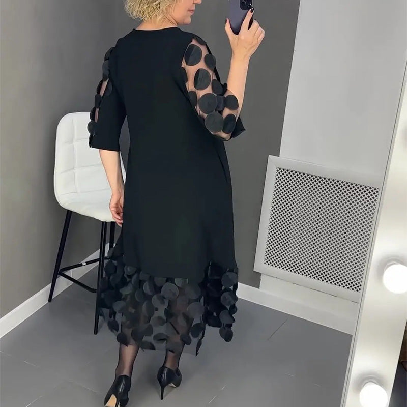 💥Réduction d'automne 50%💥Robe évasée grande taille avec décoration à pois👗