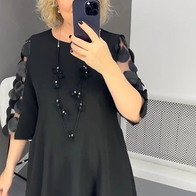 💥Réduction d'automne 50%💥Robe évasée grande taille avec décoration à pois👗