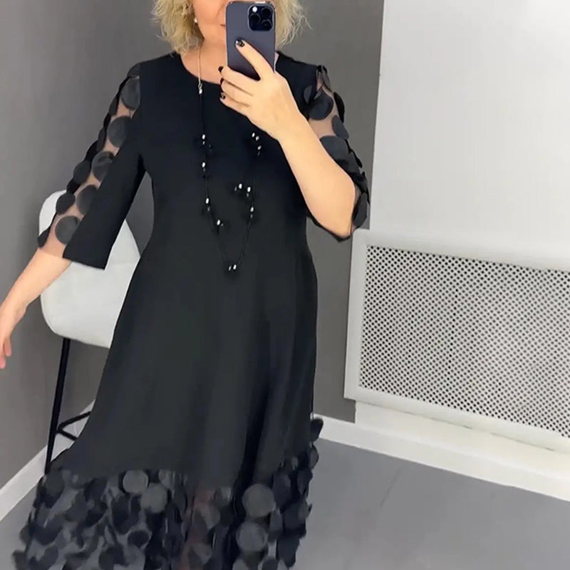 💥Réduction d'automne 50%💥Robe évasée grande taille avec décoration à pois👗