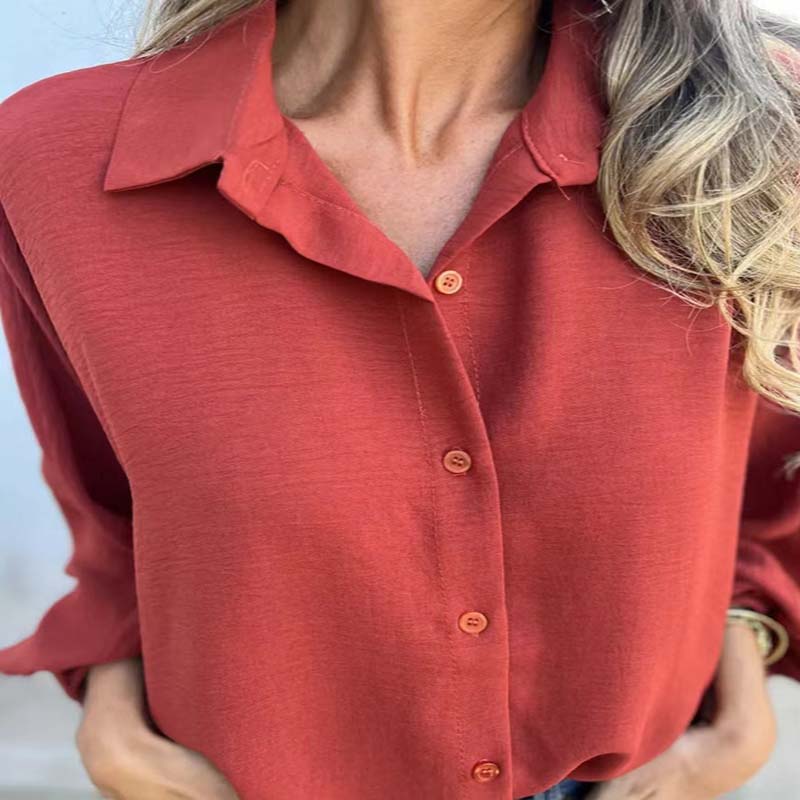 🌷Réduction d'automne 50%🌷Chemise boutonnée élégante de couleur unie pour femmes