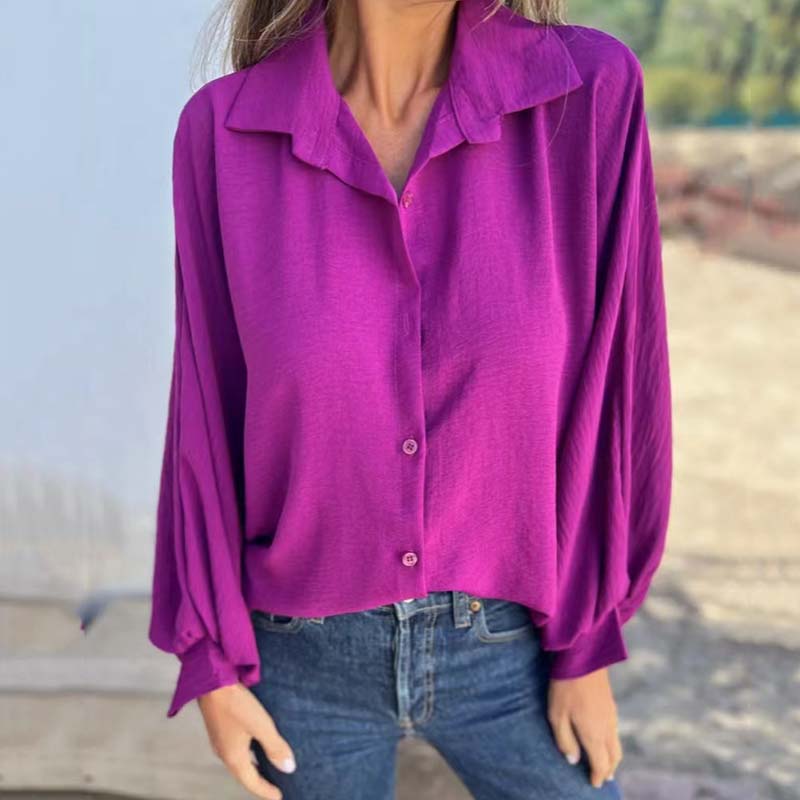 🌷Réduction d'automne 50%🌷Chemise boutonnée élégante de couleur unie pour femmes