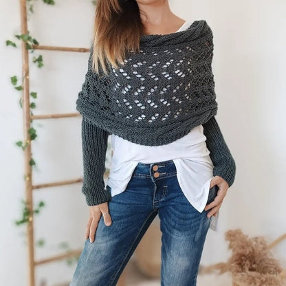 ✨Remise d'automne 52%✨Poncho Tricoté Pour Femme avec Découpes