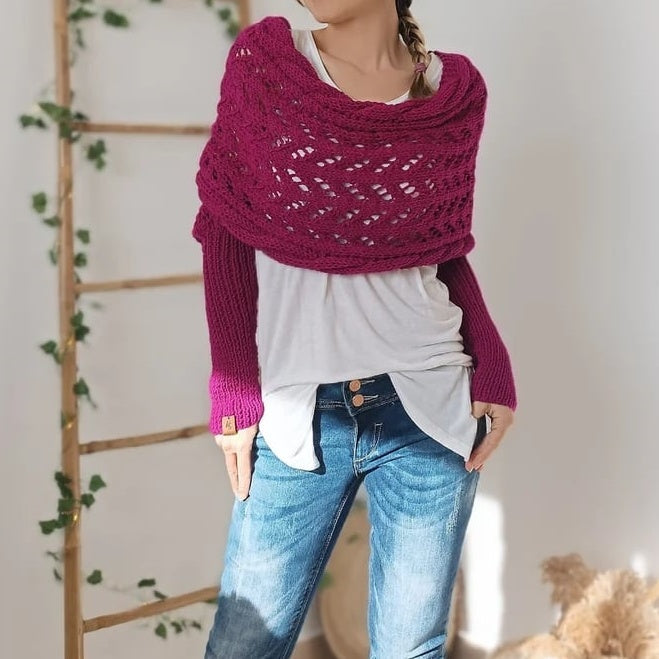 ✨Remise d'automne 52%✨Poncho Tricoté Pour Femme avec Découpes