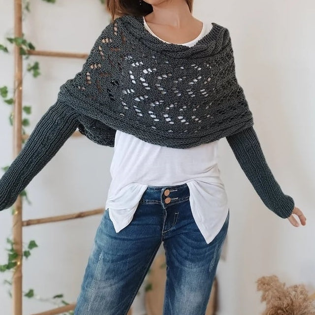 ✨Remise d'automne 52%✨Poncho Tricoté Pour Femme avec Découpes