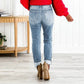 Jean boyfriend à revers et effet usé pour femme avec effet gainant