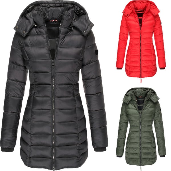 ❄️Spécial hiver 49%off❄️Veste matelassée mi-longue pour femme, veste chaude à capuche de couleur unie