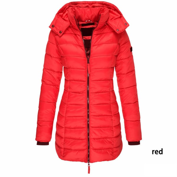 ❄️Spécial hiver 49%off❄️Veste matelassée mi-longue pour femme, veste chaude à capuche de couleur unie