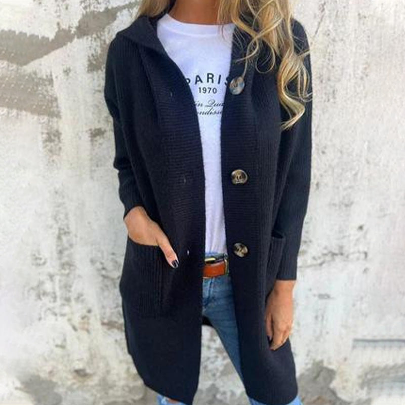 🍂Remises d'automne 47%🍂Cardigan boutonné avec capuche pour femmes