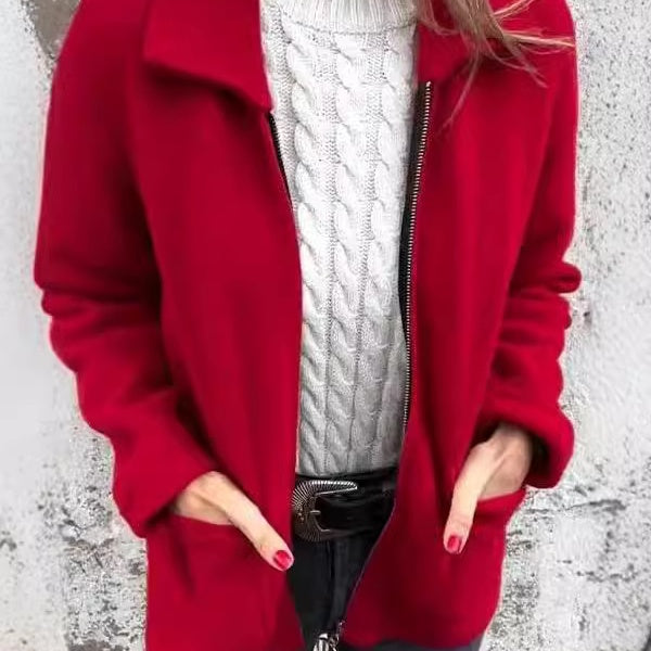 🍂Meilleures ventes d'automne🍂Veste Tricotée pour Femmes avec Fermeture Éclair et Poches