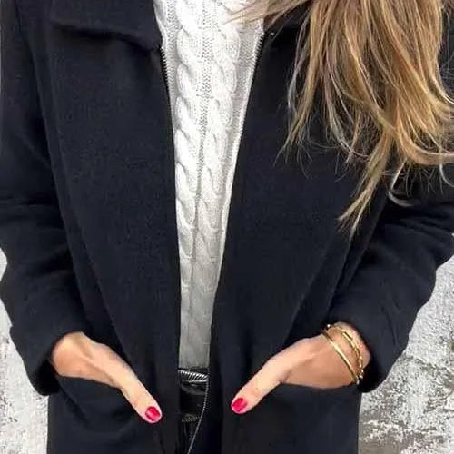 🍂Meilleures ventes d'automne🍂Veste Tricotée pour Femmes avec Fermeture Éclair et Poches