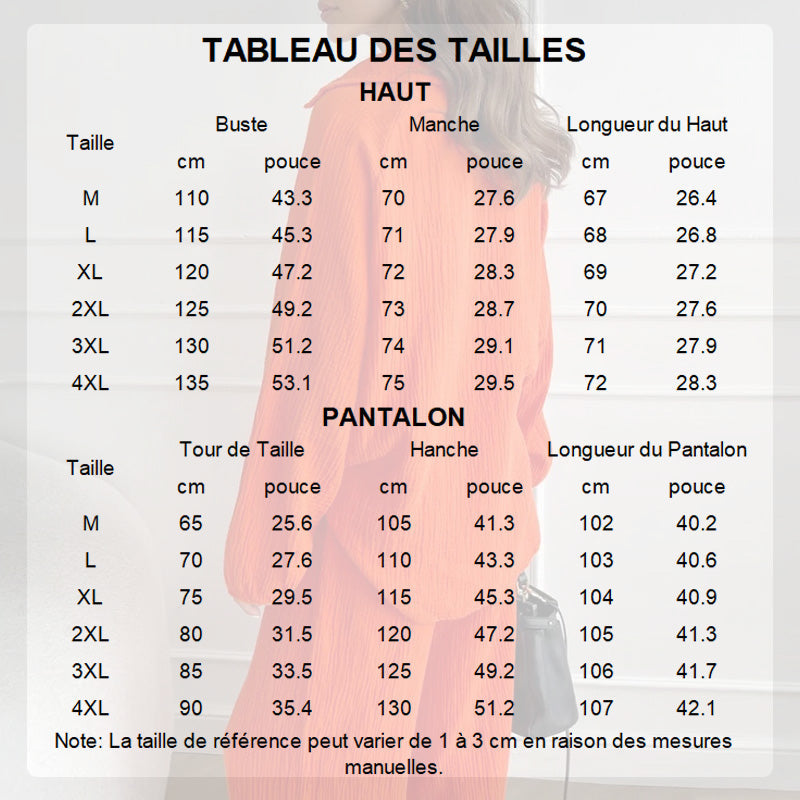 💃54% de réduction💃Ensemble 2 pièces décontracté de couleur unie - haut à col en V et pantalon long ample