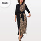 🍂Soldes d'automne 52%🍂3/4 Sleeve Color-Block Printed Lapel Slit Dress