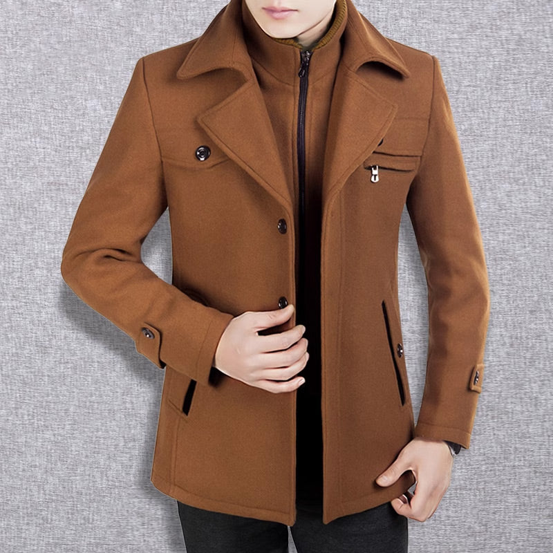🔈🔈60% de réduction🔥Nouveau manteau en laine pour homme avec double col, idéal pour l'automne et l'hiver