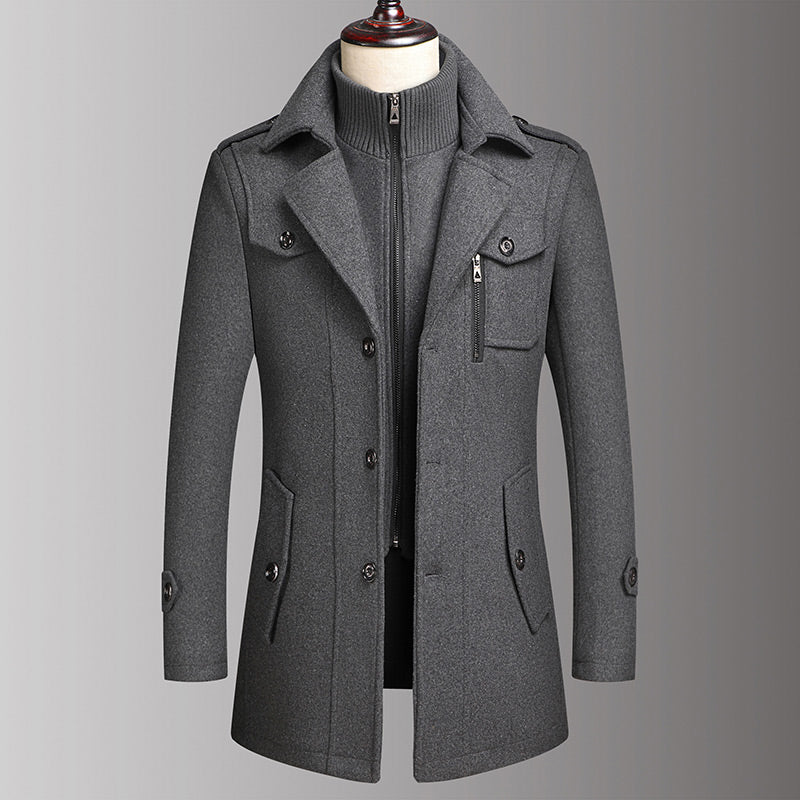 🔈🔈60% de réduction🔥Nouveau manteau en laine pour homme avec double col, idéal pour l'automne et l'hiver
