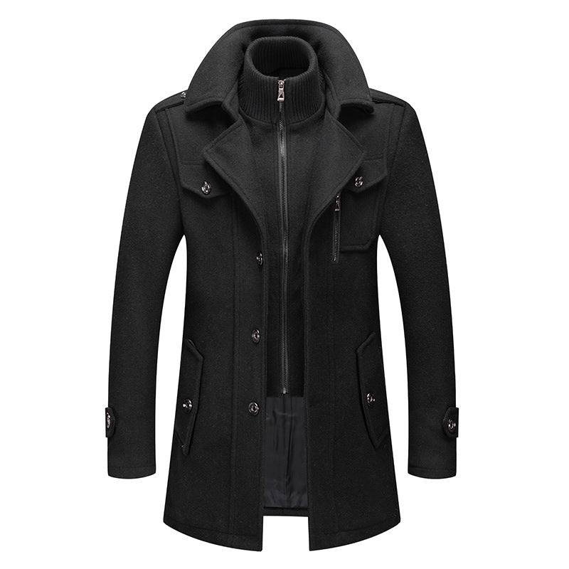 🔈🔈60% de réduction🔥Nouveau manteau en laine pour homme avec double col, idéal pour l'automne et l'hiver