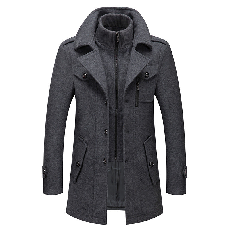 🔈🔈60% de réduction🔥Nouveau manteau en laine pour homme avec double col, idéal pour l'automne et l'hiver