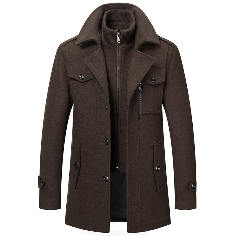 🔈🔈60% de réduction🔥Nouveau manteau en laine pour homme avec double col, idéal pour l'automne et l'hiver