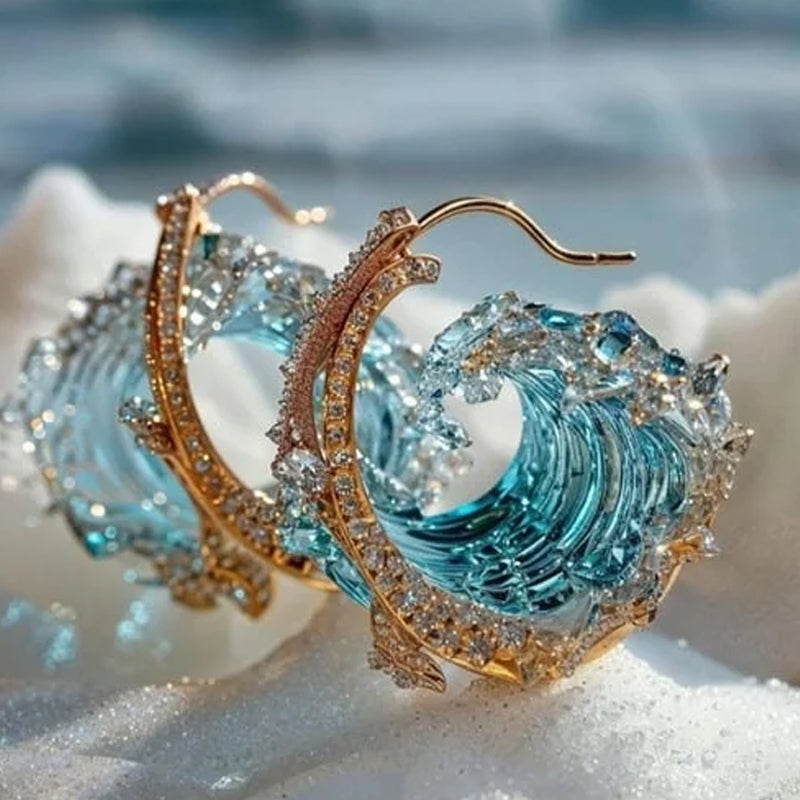 🔥Vente directe d'usine🌊Ensemble élégant de boucles d'oreilles, collier et bague bleus