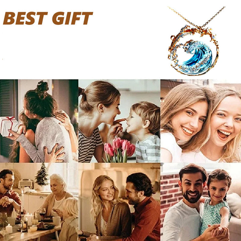 🔥Vente directe d'usine🌊Ensemble élégant de boucles d'oreilles, collier et bague bleus