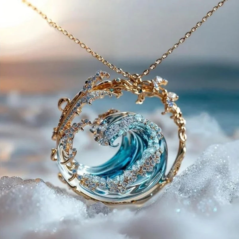 🔥Vente directe d'usine🌊Ensemble élégant de boucles d'oreilles, collier et bague bleus
