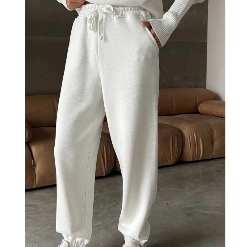 💗Ensemble 2 pièces décontracté et sportif pour femme - Haut à revers à demi-fermeture éclair et pantalon de jogging assorti💞