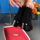 👠Bottes Courtes en Maille Creuse à Perles et Talons Épais pour Femmes✨️