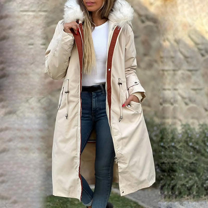 🎅Soldes d'hiver 54%🎄 Manteau d'hiver pour femme avec capuche et col en fourrure, parka décontractée⛄