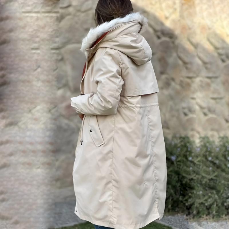 🎅Soldes d'hiver 54%🎄 Manteau d'hiver pour femme avec capuche et col en fourrure, parka décontractée⛄