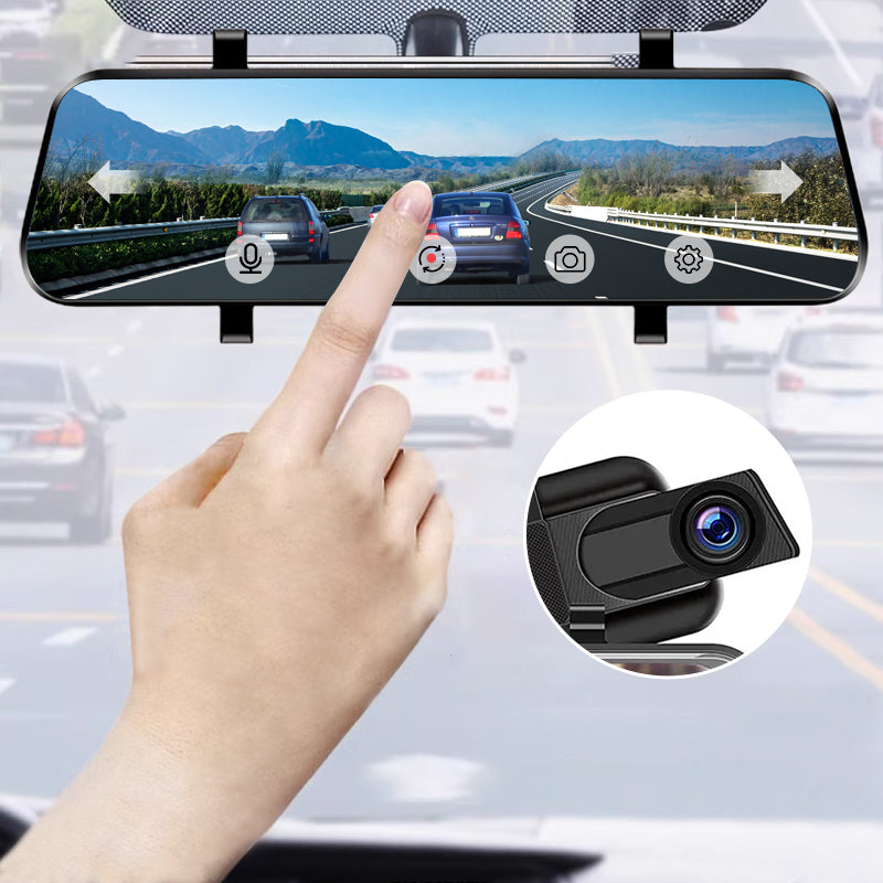 👁️Caméra de recul et dashcam 10 pouces avec écran tactile intégral – Vision nocturne HD 1080P, double objectif – Idéale pour une conduite et un stationnement en toute sécurité🚗📹